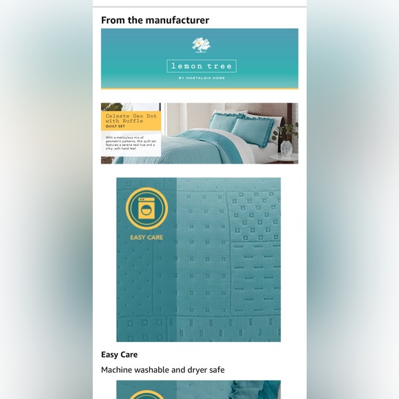 Lemon Tree Celeste Geo with Ruffle King size Quilt Set - Picture 6 of 6